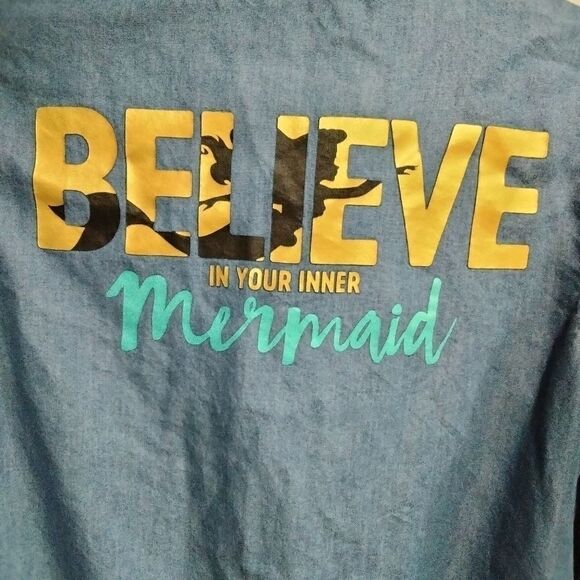 Oh My Disney Ariel Mermaid Blue Chambray Bomber Jacket - Picture 6 of 6